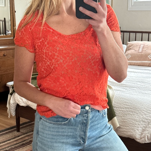 Talula Orange/Red lace top - Picture 1 of 6
